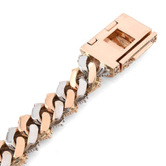 11MM 10k Rose/White Gold 44.6gms 8.78CTW Natural Diamond Snake Cuban Bracelet