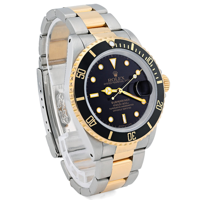 Original Mens Rolex Submariner 40MM Two Tone SS/18k Gold Black Dial Oyster Watch