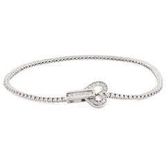 1.5MM 14k White Gold 6.5g 1.25CTW Natural Diamond Heart Tennis Bracelet 7 Inches