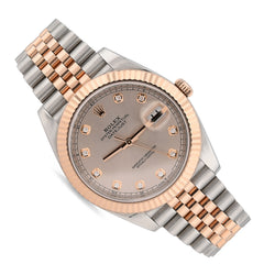Rolex Datejust 41MM Sundust Diamond Dial 18K Everose & Steel Jubilee Band Box/Card Watch
