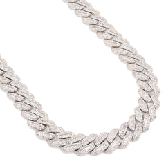925 13MM 20.26CTW Natural Diamond Cuban Link Necklace 22" Mens Chain 113.6gm