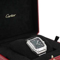 Cartier Santos 40MM Graduated Green Roman Dial Stainless Steel & Green Alligator Skin Band Watch