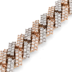 11MM 10k Rose/White Gold 44.6gms 8.78CTW Natural Diamond Snake Cuban Bracelet