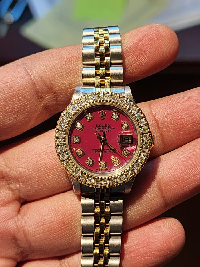 26MM Rolex DateJust Two-tone SS/10k Gold 1.5CTW Natural Diamond Dial Jubilee Band Watch + FREE NATURAL DIAMONDS BRACELET