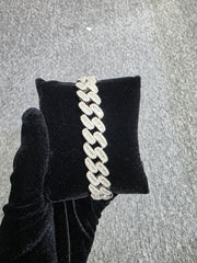 13MM 10k White Gold 8 Inches 10CTW Natural Round/Baguette Diamond Cuban Bracelet 57.9 Grams