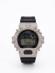 Casio G-Shock DW-6900 3.5 CT Natural Diamond Iced Out White Chrome Heart Cross Watch