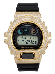 Casio G-Shock DW-6900 4.6 CT Natural Diamond Yellow Iced Out Black Watch