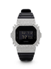 Casio G-Shock DW-5600 3.90 CT Natural Diamond White Iced Out Bezel Black Watch