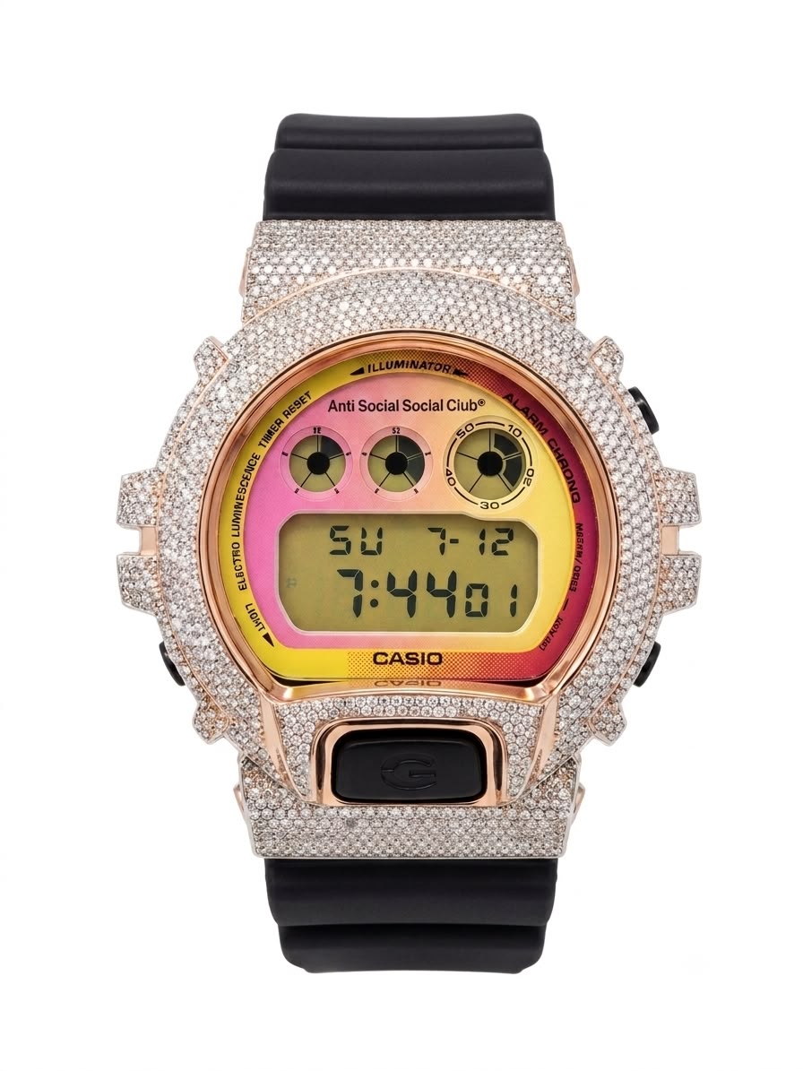 Casio G-Shock DW-6900B Limited Edition 4.6 CT Natural Diamond ASSC Iced Out Watch