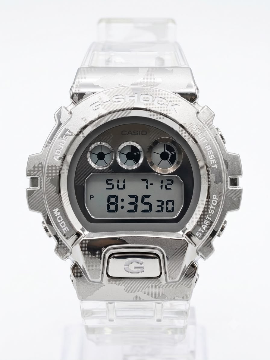 Casio G-Shock GM-6900SCM Silver Camouflage Clear Band Digital Men's Watch
