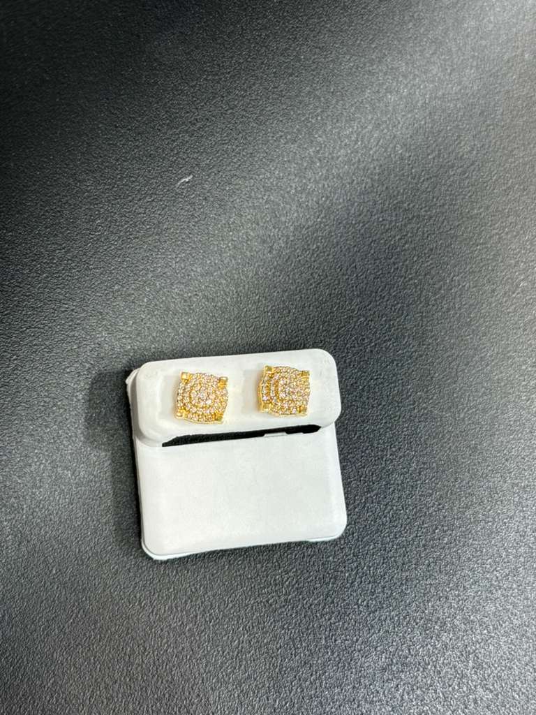 10K Square Cluster Earrings 0.75ctw Natural Diamonds