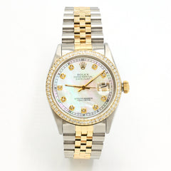 36MM Rolex DateJust Two-tone SS/10k Gold 2CTW Natural Diamond Dial Jubilee Band Watch