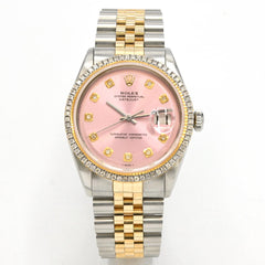 36MM Rolex DateJust Two-tone SS/10k Gold 2CTW Natural Diamond Dial Jubilee Band Watch