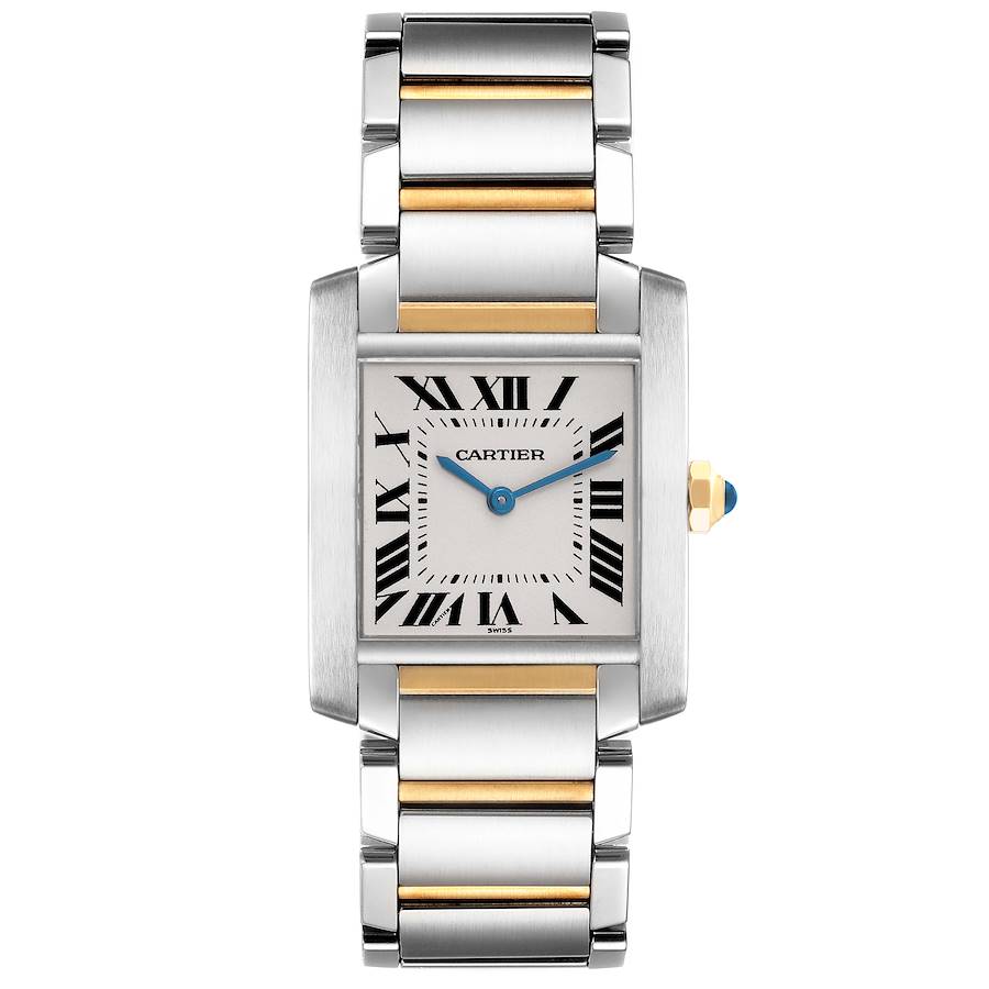 Cartier Tank Francaise 25 x 30 Silver Dial Mens 2 Tone 18k Yellow Gold & Stainless Steel Watch 2301