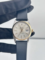 Rolex Datejust 36 Silver Index Dial on Generic Black Leather Band Ref. 16013