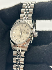 Rolex Datejust Lady Silver Stick Dial on Jubilee D Link Bracelet Ref. 69174 Papers 1992