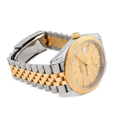 All Factory 41MM Rolex Datejust Jubilee SS/18k Gold Champagne Dial Fluted Watch