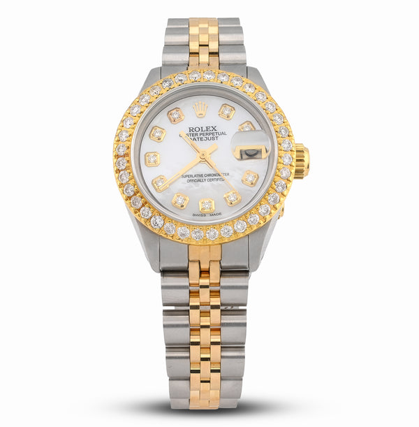 Rolex Datejust 26MM 1.25CT Natural Diamond Bezel/Dial MOP Face 2 Tone Jubilee Band Watch