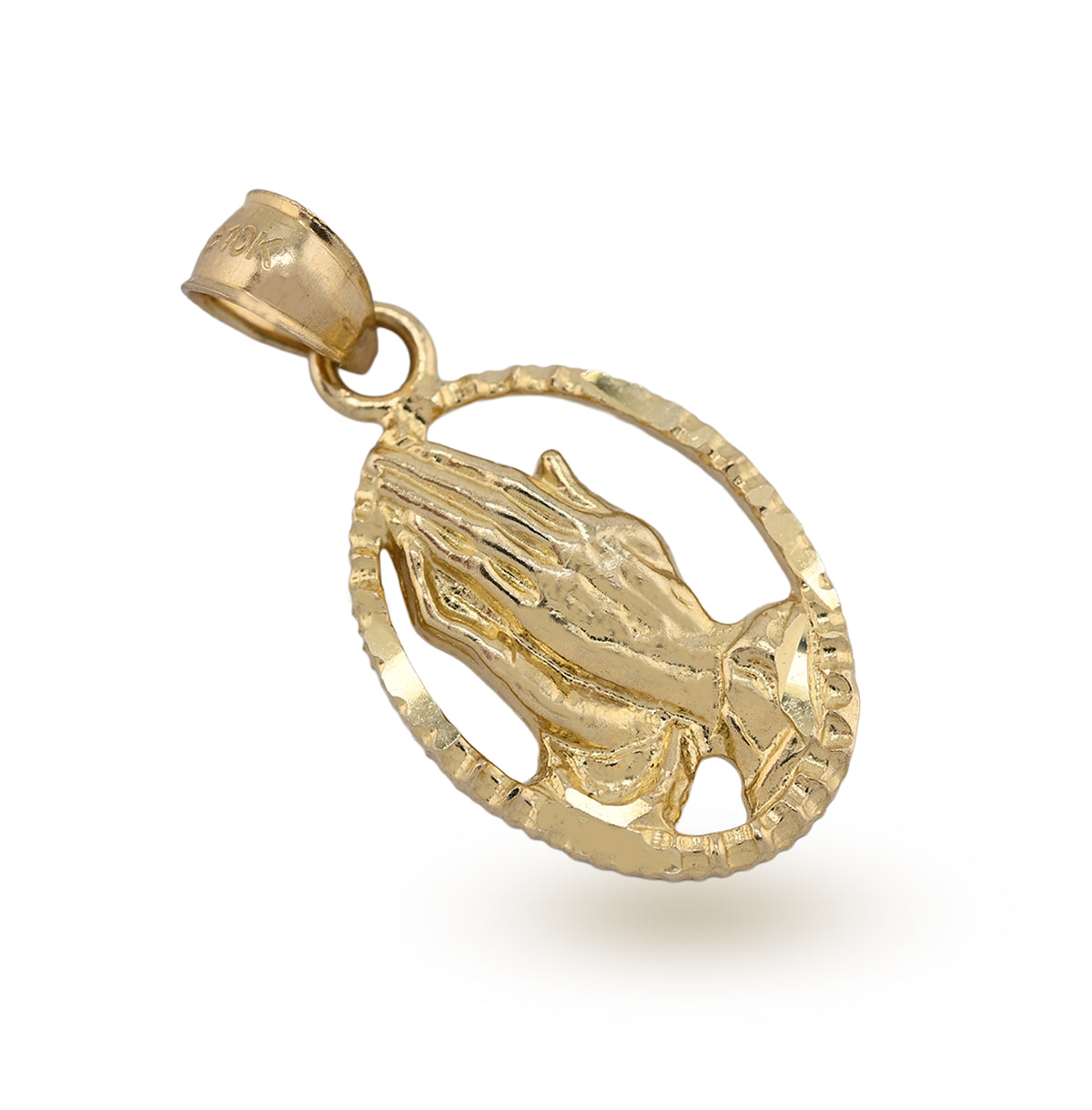10k Yellow Gold Unisex Adults Praying Hands Pendant Religious 1.9g Charm