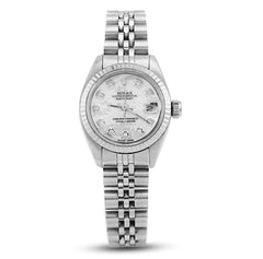 Rolex Datejust 26MM All Steel MOP Diamond Dial Fluted Bezel Jubilee Band Womens Watch