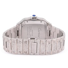 Mens 40MM Cartier Santos 17CTW Natural Diamond Bussdown 2-Tone Rose Bezel Watch