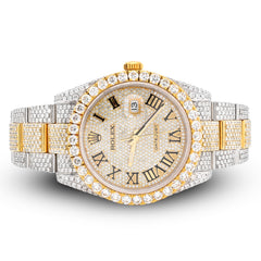 Rolex 41MM Datejust 19CT Natural Diamond Bussdown Roman Numeral Dial Oyester Band 126333