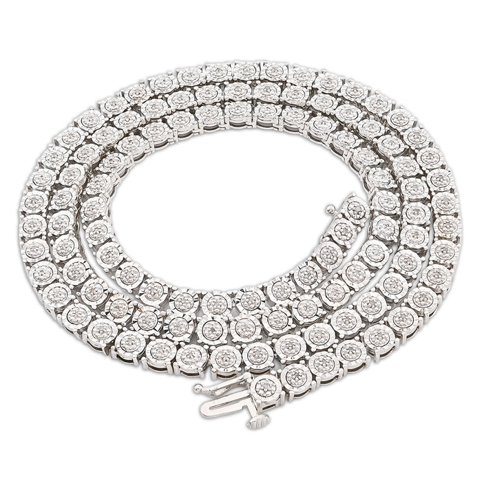 5MM 925 Sterling Silver 2.75CTW Natural Diamond Tennis Chain 35g 22In Necklace