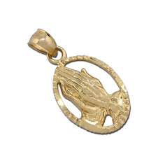 10k Yellow Gold Unisex Adults Praying Hands Pendant Religious 1.9g Charm
