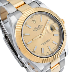 All Factory 41MM Rolex Datejust Oyster SS/18k Gold  Champagne Dial Fluted Watch