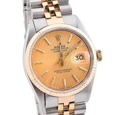 All Original 36MM Rolex Datejust SS/18k Gold Fluted Jubilee Champagne Face Watch