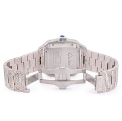 Mens 40MM Cartier Santos 17CTW Natural Diamond Bussdown 2-Tone Rose Bezel Watch