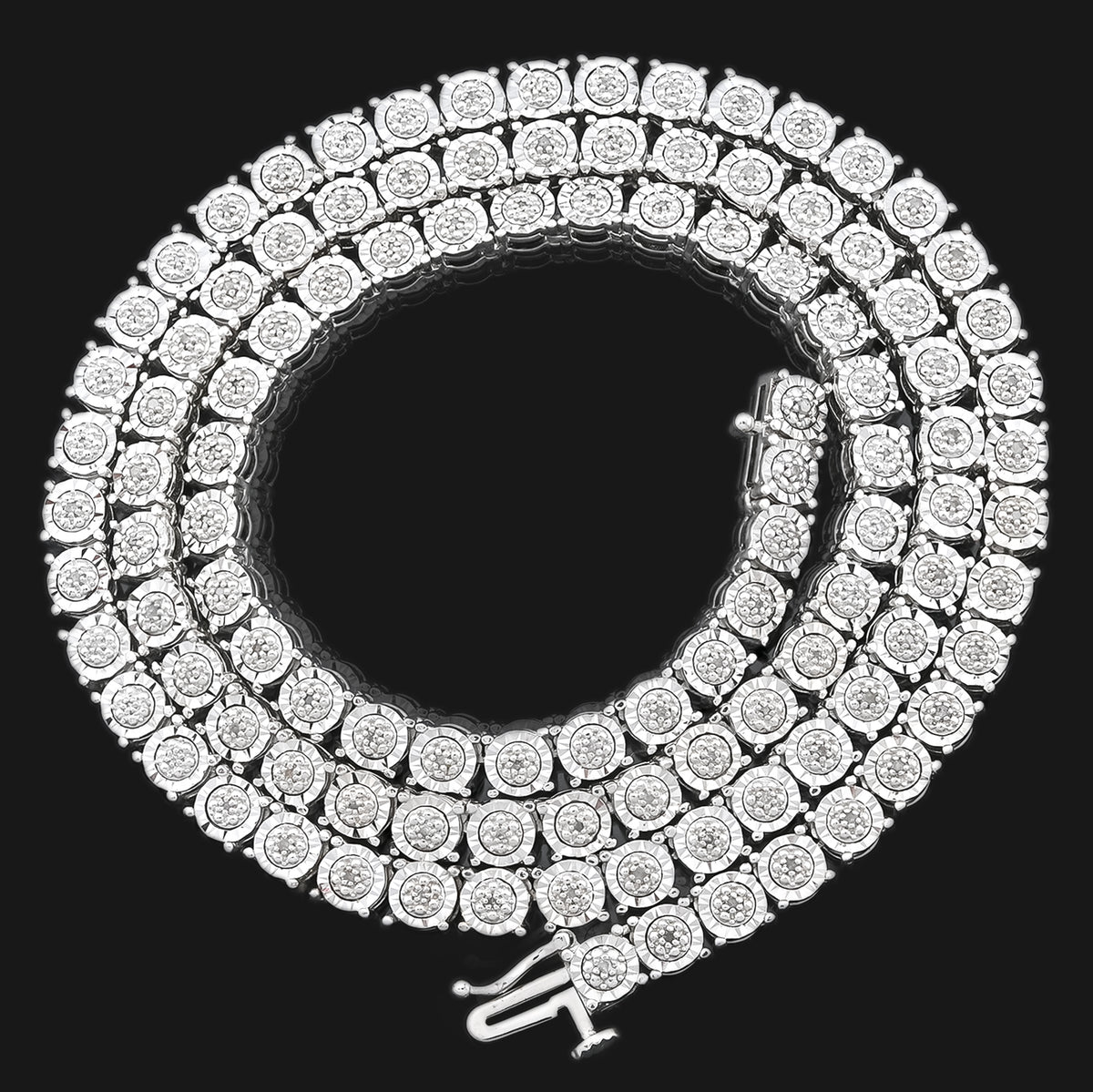 5MM 925 Sterling Silver 2.75CTW Natural Diamond Tennis Chain 35g 22In Necklace