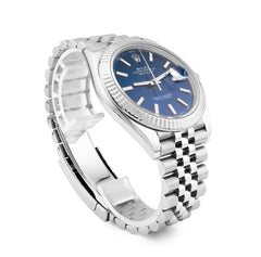 Original 41MM Rolex Datejust Stainless Steel Jubilee Band Fluted Blue Face Watch