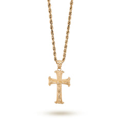 10k Yellow Gold Textured Unisex Cross Crucifix Pendant Religious 1.7g Charm