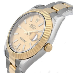 All Factory 41MM Rolex Datejust Oyster SS/18k Gold  Champagne Dial Fluted Watch