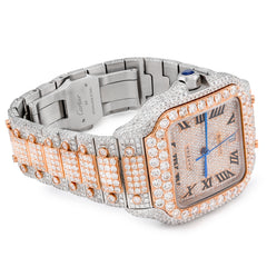 Cartier Santos 40MM 27CT Natural Diamond 2 Tone Rose & White Box and Papers Full Set