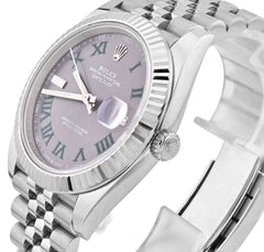Rolex Datejust 41MM Wimbledon Dial Fluted Bezel Stainless Steel Jubilee Band Watch 126334