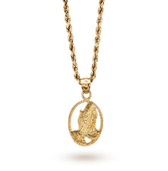 10k Yellow Gold Unisex Adults Praying Hands Pendant Religious 1.9g Charm
