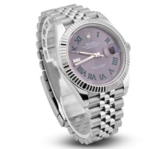 Rolex Datejust 41MM Wimbledon Dial Fluted Bezel Stainless Steel Jubilee Band Watch 126334