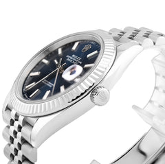 Original 41MM Rolex Datejust Stainless Steel Jubilee Band Fluted Blue Face Watch