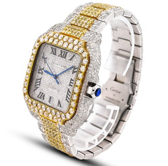 Cartier Santos 2 Tone Yellow & White 40MM 18CT Lab Diamond Full Set