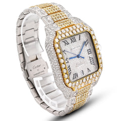 Cartier Santos 2 Tone Yellow & White 40MM 18CT Lab Diamond Full Set