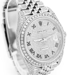 41MM Rolex DJ Natural Diamond 18CT Bussdown Single Row Bezel Roman Dial Jubilee Band