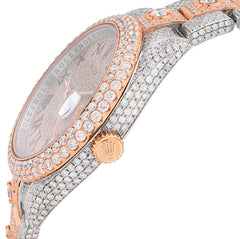 Rolex DJ 41MM 20.5CT Natural Diamond 10 Pointers 2 Tone Rose & White Bussdown Roman Numeral Oyster Band Watch