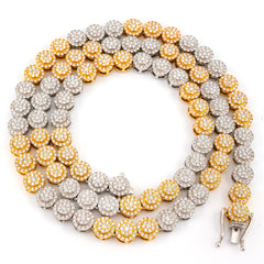 WOMEN'S CIRCLE TWO TONE TENNIS DIAMOND NECKLACE - 10KT YELLOW + WHITE GOLD & 11.27CTW