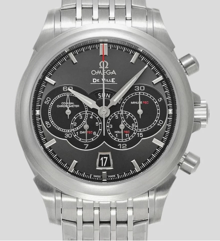 Omega De Ville Co-Axial Grey Dial on Stainless Steel Bracelet Ref. 422.10.41.52.06.001 Complete Open Date