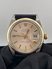 Rolex Datejust 36 Champagne Stick Dial on Generic Black Leather Band Ref. 1601 1974