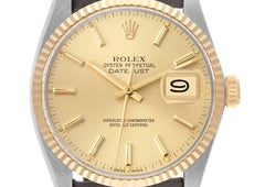 Rolex Datejust Champagne Stick Dial on Generic Leather Band Ref. 16013 1986