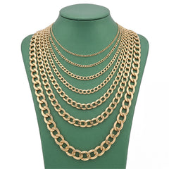 10k Yellow Gold Solid Flat Cuban Chain 2.3gms to 196gms Necklace 2MM to 15.8MM All Lengths Available