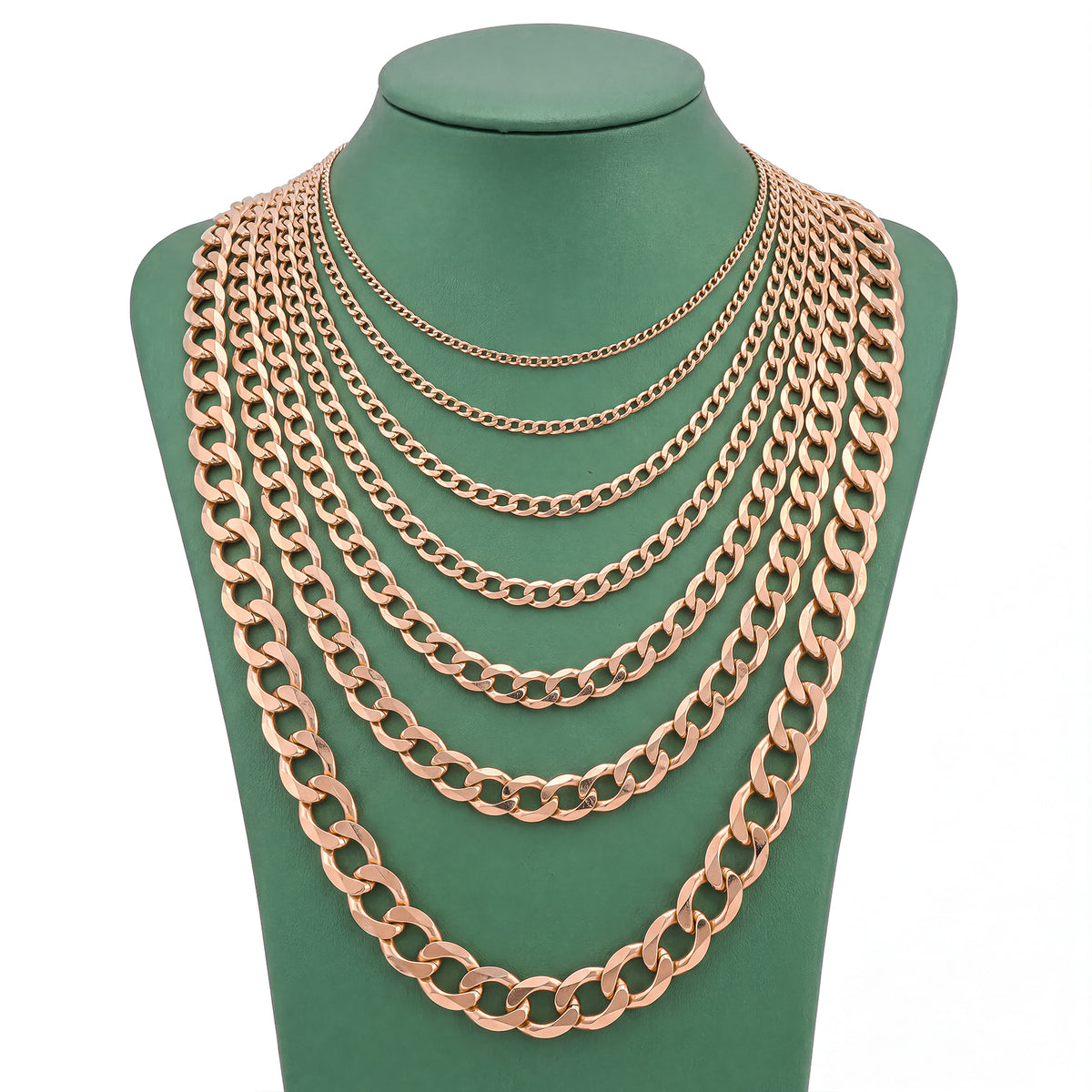 10k Rose Gold Solid Flat Cuban Chain 2MM to 15.8MM Necklace 2.3gms to 196gms All Sizes Available
